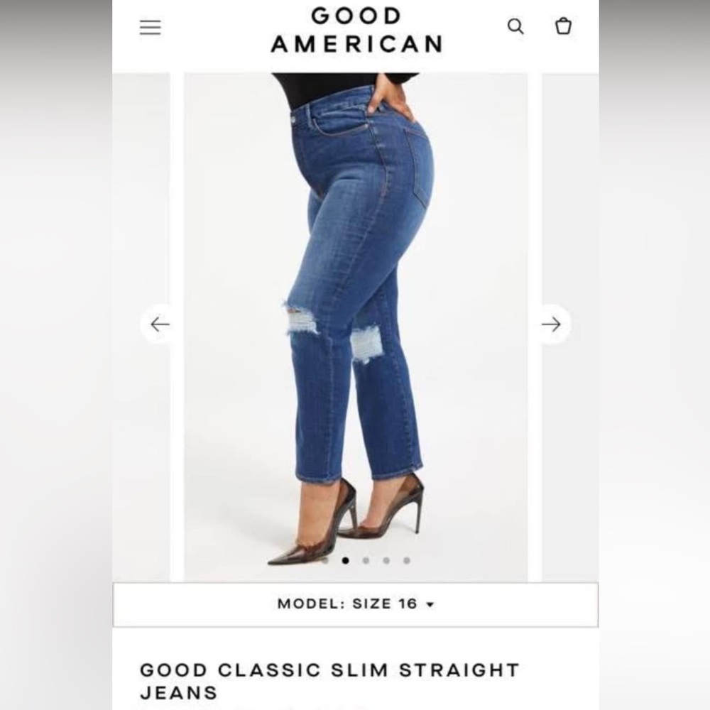 Good American Blue Straight Leg Jeans